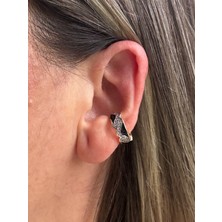 Taşlı Siyah Earcuff (Kıkırdak Küpesi)