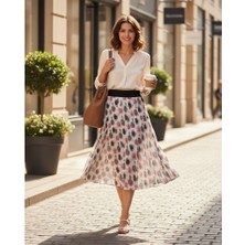 Eren Style Şifon Içi Astarlı Beli Lastikli Etek(95 Cm)-(38-52)