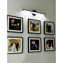 Kreatif Tasarım Yapışkanlı 33 cm Beyaz Renkli Ledli Pilli Aplik Ayna Duvar Aydınlatma Siyah Pil Dahildir