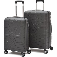 Ççs Körüklü Kırılmaz Polipropilen 2’li Valiz Seti – Kabin + Orta Boy, 360° Sessiz Tekerlek 5242