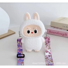 Labubu Kedi Kulaklı Silikon Çanta Cüzdan Kadın Genç Kız Çocuk Bebek 15X9 cm Hediyelik Ayarlı Askı