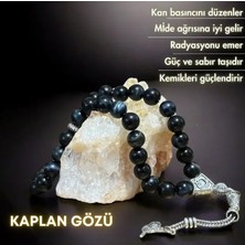 Bonicce Güç Tesbihi - Siyah Kaplan Gözü Gerçek Doğal Taş Tesbih
