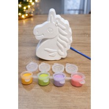 Little Pumpkin Büyük Boy Unicorn Taş Boyama Seti - 1 Adet Büyük Boy Obje - 4 Renk Boya + 1 Fırça