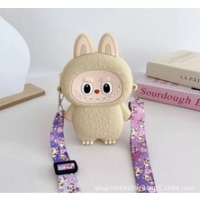 Labubu Kedi Kulaklı Silikon Çanta Cüzdan Kadın Genç Kız Çocuk Bebek 15X9 cm Hediyelik Ayarlı Askı