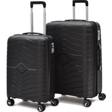 Ççs Körüklü Kırılmaz Polipropilen 2’li Valiz Seti – Kabin + Orta Boy, 360° Sessiz Tekerlek 5242