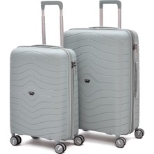 Ççs Körüklü Kırılmaz Polipropilen 2’li Valiz Seti – Kabin + Orta Boy, 360° Sessiz Tekerlek 5242