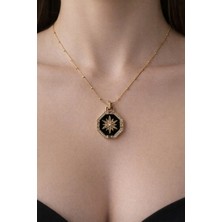 Çağ Moda Aksesuar Oniksli Paslanmaz Çelik Kolye