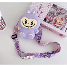 Labubu Kedi Kulaklı Silikon Çanta Cüzdan Kadın Genç Kız Çocuk Bebek 15X9 cm Hediyelik Ayarlı Askı