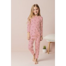 Alyakids Kız Çocuk %100 Pamuklu Flamingo Desen Pijama Takımı