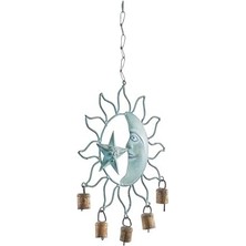 Pucutun Deco 79 Metal Güneş ve Ay Çanı Çanlı, 33 cm x 28 cm x 2,5 Cm, Turkuaz