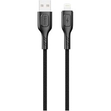 Pucutun Knıt 2A Çıkış, Usb-A To Lightning Şarj ve Data Aktarım Kablosu, Örgü Tasarım, 1 Metre, Siyah