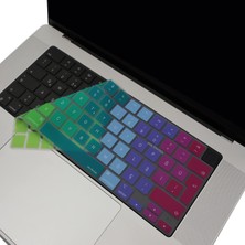 Pucutun Klavye Koruyucu Silikon Kılıf Türkçe Q Baskılı Uk-Ters L- Enter Tipi Air 13,6-15,3inç- Pro 14,2-16,2inç M1-M2-M3-M4 Pro Max Uyumlu, Ultra Ince Hafif Yıkanabilir Pembe Yeşil