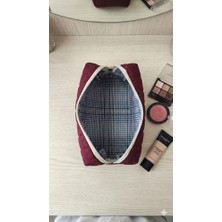 Pucutun Lüks Bordo Kapitone Desenli Makyaj ve Kozmetik Çantası