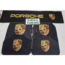 Şimika Porshe Kaymaz Taban Dekoratif Oto Halı Paspas ve Torpido Havlusu (Ayna Askı Ipi ve Anahtarlık Hediyeli)