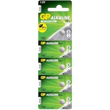 Pucutun GP192 LR41/192/V3GA Boy Alkalin Düğme Pil, 1.5 Volt, 5'li Kart, Gri
