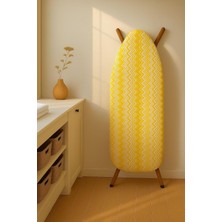 Pucutun Ütü Masası Kılıfı, Battal Boy Xxl, Pamuklu, Sarı, 145X56 Cm, Zigzak Desenli, Yanmaz