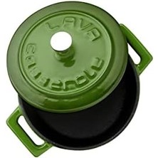 Pucutun Metal Döküm Mini Tencere, Trendy, 10 Cm, 0.35 L Hacim, Yeşil