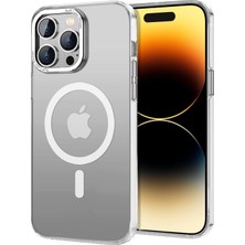 Pucutun Labs 14 Pro Taofit Manyetik Yarı Saydam Metal Çerçeve Kılıf (Beyaz)