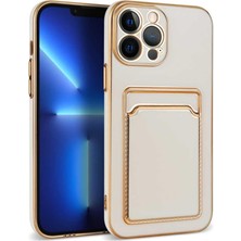 Pucutun Zore Ile Uyumlu 12 Pro Max Kılıf Bark Kartlıklı Kapak Beyaz