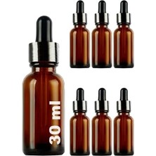 Pucutun 30 ml Metal Kapaklı Damlalık Dropper Şişesi Serum 30 cc Cam Şişe 6 Adet (Siyah Kapak, /kahverengi)