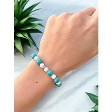 Bonicce Turkuaz ve Ay Taşı Gerçek Doğal Taş Bileklik