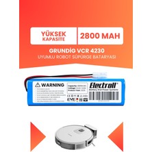 Electroll Grundig Vcr 4230 Uyumlu Batarya (Yüksek Kapasite) 2800MAH Pil Robot Süpürge Bataryası