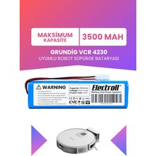 Electroll Grundig Vcr 4230 Uyumlu Batarya (Maksimum Kapasite) 3500MAH Pil Robot Süpürge Bataryası