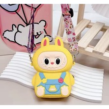 Labubu Kedi Kulaklı Silikon Çanta Cüzdan Kadın Genç Kız Çocuk Bebek 15X9 cm Hediyelik Ayarlı Askı