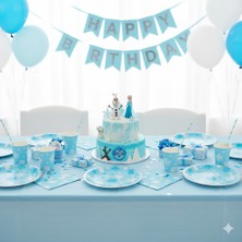 Dodomar Kar Temalı Frozen Elsa Tabak 23 cm 8 Parça Çocuk Doğum Günü Parti Tabağı
