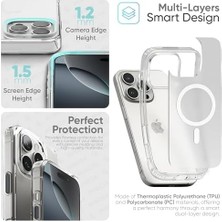 Pucutun 17 Için Magsafe ile Uyumlu Supermatt Serisi - Arkası Sert Mat Materyal - Kenarları Yumuşak Şeffaf - Metal Tuş Takımı - Şeffaf Silikon Kılıf (Manyetik, 17)