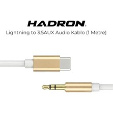 Pucutun Hadron Type-C To 3.5mm Aux Ses Kablosu, Araba, Hoparlör ve Kulaklık Bağlantı Kablosu, 1 Metre, Dijital Ses Dönüştürücü (Beyaz)
