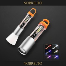 Nobrelto Beyaz Lazer (White Laser) Profesyonel Kamp Feneri - Mıknatıslı, Kancalı, Type-C Şarjlı ve Zoomlu El Feneri