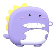 Pucutun Freebuds Se2 Ile Uyumlu Figürlü Silikon Kılıfı (Ürün Kulaklık Değildir) (Lila Dinozor)