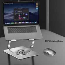 Pucutun Laptop Standı Alüminyum Soğutmalı Mıknatıslı Harici Fanlı 360 Derece Döner Ayarlı Ergonomik Gaming Notebook ve MacBook Uyumlu Güçlü Soğutucu Stand Gri