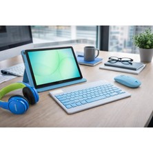 Galaxy Tab A9 4gb RAM/64 GB Hafıza 8.7 Inch Tablet+Turkuaz Kılıf+Mavi Yeşil Kulalık+Kırılmaz Cam