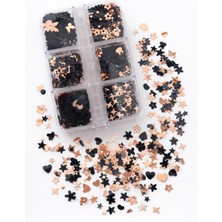 Born Pretty Black & Rose Gold Metallic Mix Nail Glitter Box