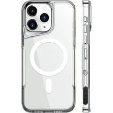 Pucutun 16 Pro Ile Uyumlu Mag Safe Özellikli Ultra Kristal Kenarları Yumuşak Arkası Sert Tam Koruyuculu Silikon Kılıf (Şeffaf/beyaz, 6.3 Inç)