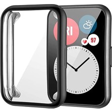 Pucutun Fit 2 Akıllı Saat ile Uyumlu Tpu Çerçeveli Tam Kaplayan Toz ve Kirden Koruyan Ekran Koruyucu Çerçeveli Kılıf (Siyah)