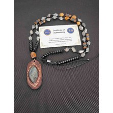 Tahrastone Damla Kehribar-Labradorit-Kaplangözü Doğaltaş Kolye Takı Aksesuar Erkek Kolye