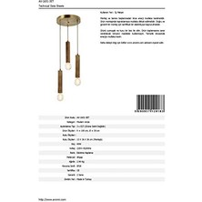 Pucutun AV-1651-3ET Eskitme Kaplama Modern Avize E27 Ahşap 35CM