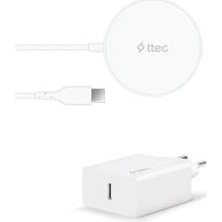 Pucutun Aircharger M+ Magsafe Uyumlu Kablosuz Şarj Aleti ve Pd 20W Seyahat Şarj Aleti Beyaz
