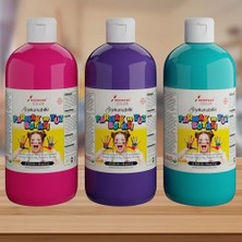 Pucutun Mor, Fuşya, Turkuaz Parmak Boyası 3'lü Set 3X500 gr