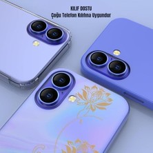 Pucutun 16/16 Plus Için Kamera Koruyucu Alüminyum Alaşım Çerçeveli Tempered Glass Kamera Lens Koruyucu (Mavi)