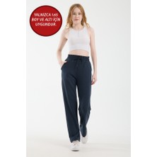 Warasiva Kadın Füme Düz Paça Bel Bağlamalı Modal Kumaş Eşofman Altı ( 1.65 Boy ve Altı Için Uygundur)