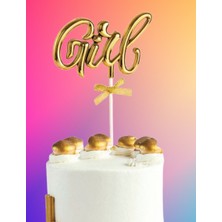 Dodomar Pasta Üstü Çubuklu Süs Krom Cinsiyet Partisi Baby Shower Altın Girl Yazılı Çubuk