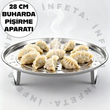 İnfeta 28 cm Buharda Pişirme Aparatı Çelik Ayaklı Tencere Içi Haşlama Aparatı Sebze Hamur Haşlama Sepeti