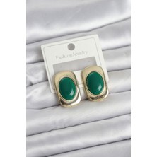 Ett Yeşil Renk Kare Model Vintage Kadın Küpe