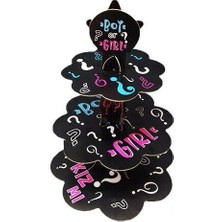 Dodomar Cupcake 3 Katlı Stand Cinsiyet Partisi Siyah Zemin