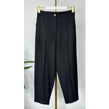 Sentez Siyah Renk Marina Dıştan Cepli Pantolon