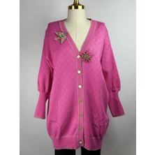 Ghisa Pembe Renk Gold Renk Detaylı Hırka